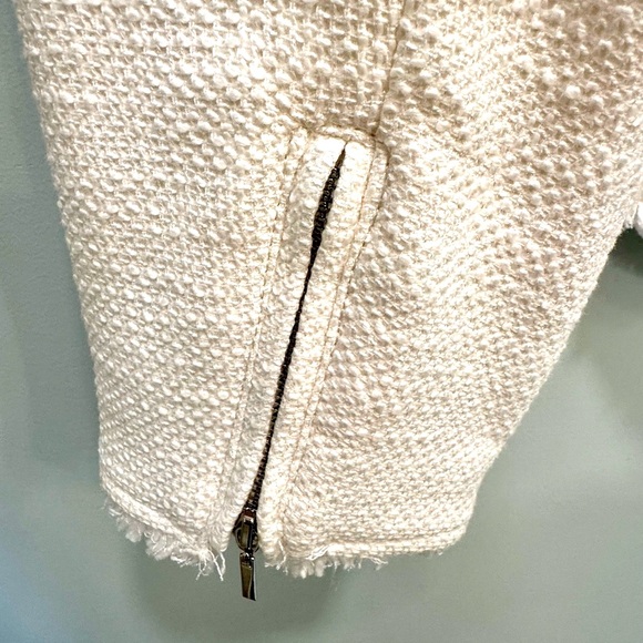 NWT White House Black Market Ecru Tweed Moto Jacket Size 10 - Picture 5 of 5